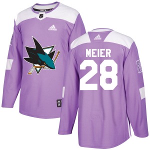 Timo Meier San Jose Sharks Adidas Authentic Hockey Fights Cancer Jersey (Purple)