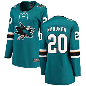 Evgeni Nabokov San Jose Sharks Fanatics Branded Women's Breakaway Home Jersey (Teal)