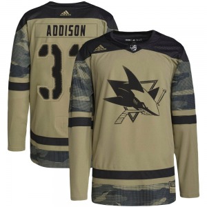 Calen Addison San Jose Sharks Adidas Youth Authentic Military Appreciation Practice Jersey (Camo)