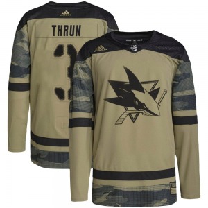 Henry Thrun San Jose Sharks Adidas Youth Authentic Military Appreciation Practice Jersey (Camo)
