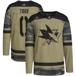 Nathan Todd San Jose Sharks Adidas Youth Authentic Military Appreciation Practice Jersey (Camo)
