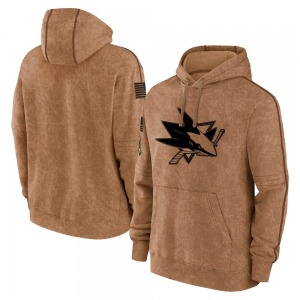 San Jose Sharks Youth 2023 Salute to Service Club Pullover Hoodie (Brown)