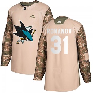 Georgi Romanov San Jose Sharks Adidas Authentic Veterans Day Practice Jersey (Camo)