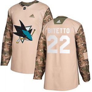 Anthony Bitetto San Jose Sharks Adidas Youth Authentic Veterans Day Practice Jersey (Camo)