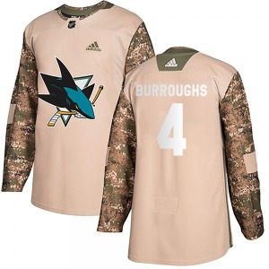 Kyle Burroughs San Jose Sharks Adidas Youth Authentic Veterans Day Practice Jersey (Camo)