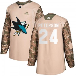 Jacob Peterson San Jose Sharks Adidas Youth Authentic Veterans Day Practice Jersey (Camo)