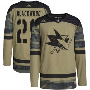 Mackenzie Blackwood San Jose Sharks Adidas Authentic Camo Military Appreciation Practice Jersey (Black)