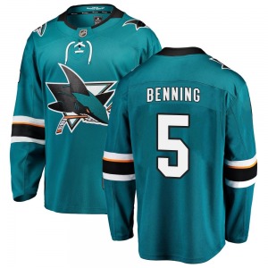 Matt Benning San Jose Sharks Fanatics Branded Youth Breakaway Home Jersey (Teal)